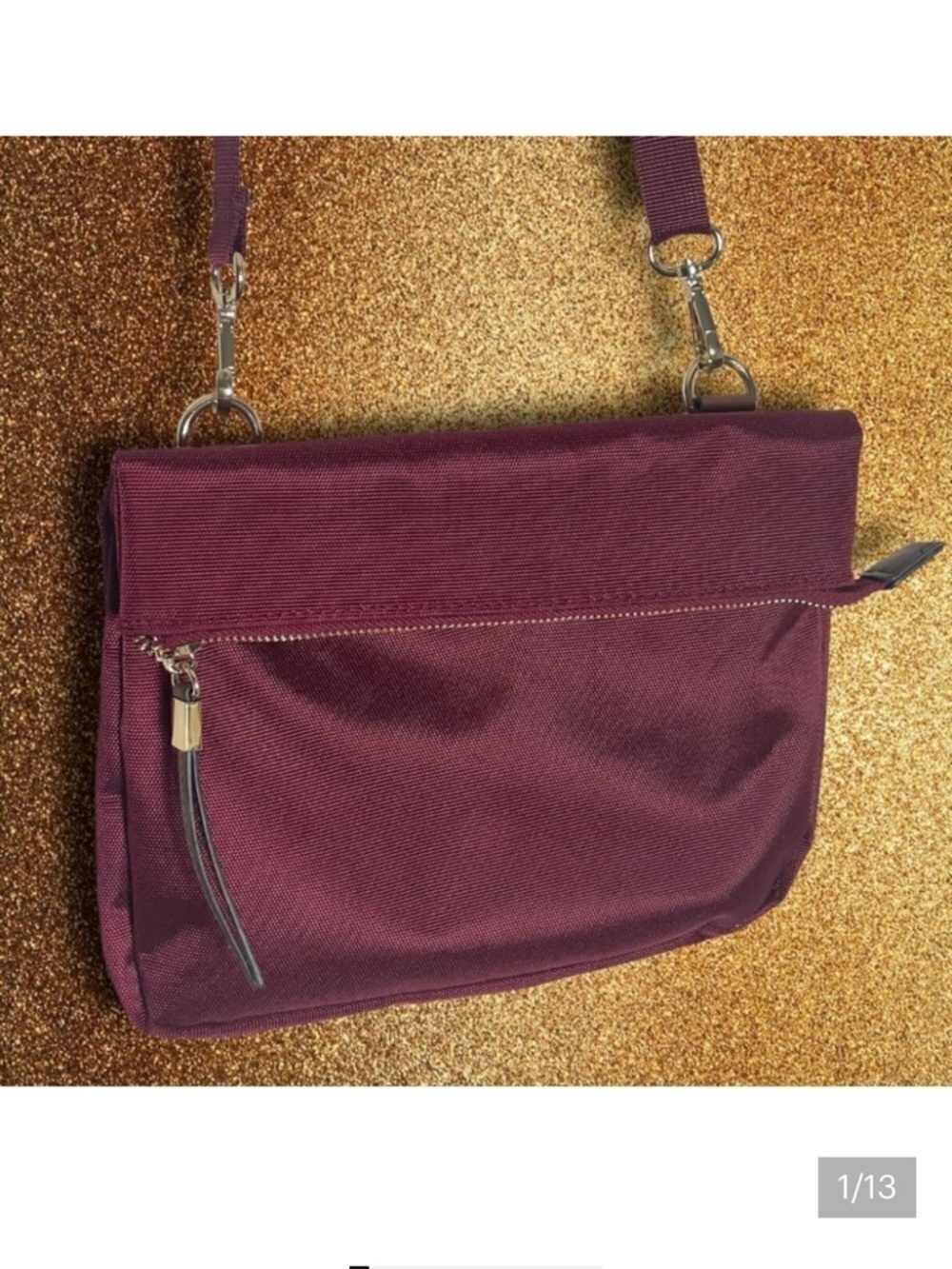Minimalist Burgundy Nylon Convertible Crossbody Everyday Travel Utility Purse
